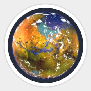 Terraformed Mars with Ocean and Seas Sticker